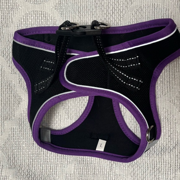 Black and Purple Dog Harness with Leash Set - Picture 3 of 10